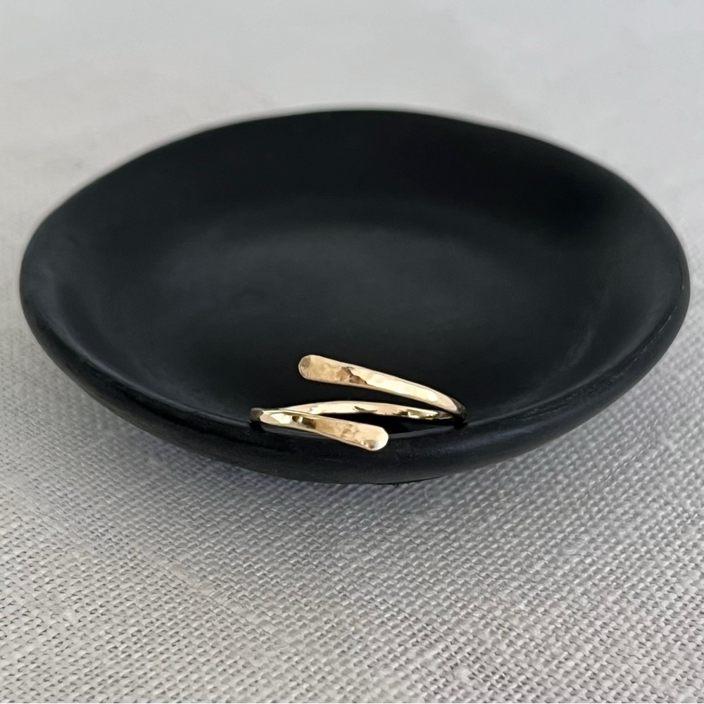 Gold Filled Cuff / Wrap Ring; Hammered Open Ring; Adjustable Stacking Ring